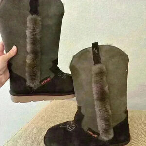 Superlamb women’s cowboy all suede leather boots size 8